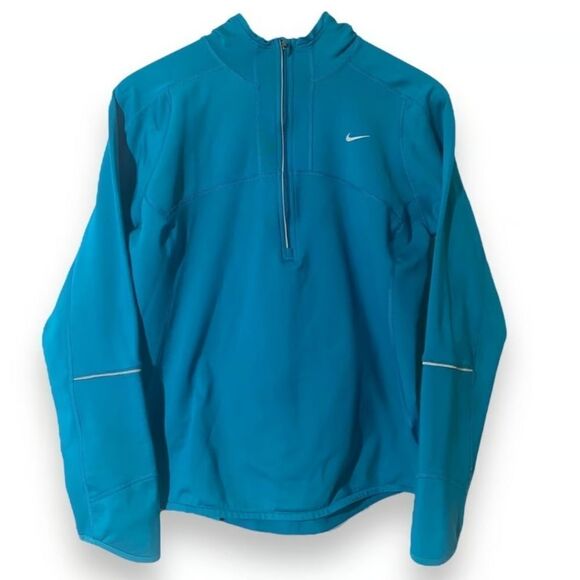 Nike Women's Dri-FIT Half-Zip Teal Athletic Running Hooded Pullover - Picture 1 of 16